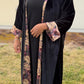 Abaya velours noir motifs floraux brodés multicolores — tenue Aïd mariage femme - Naqî Collection
