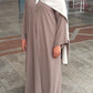 Abaya longue évasée taupe femme — robe modest fashion oversize fluide