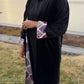 Abaya velours noir mosaïque florale brodée — robe longue cérémonie élégante modest fashion - Naqî Collection