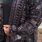 Details de la abaya velours noir brodée à la main avec cristaux scintillants — mode modeste cérémonie mariage - Naqî Collection