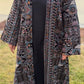 Abaya velours noir brodée à la main avec cristaux scintillants vue de face— mode modeste cérémonie mariage - Naqî collection