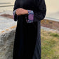 Abaya velours noir motifs mosaïques multicolores brodés — vêtement pudique luxe fashion modest - Naqî Collection
