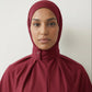 Hijab cagoule jersey premium bordeaux - vue de face