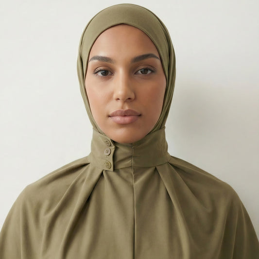 Hijab cagoule jersey premium vert - vue de face