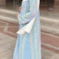 Kimono abaya cristal bleu femme — tissu satiné broderies cristaux cousus main, cérémonie soirée